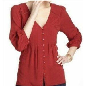 Anthropologie Vanessa Virginia Sz 4  Red Pin Tuck